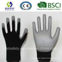 18g Black Nylon with Gary PU Coating Safety Gloves
